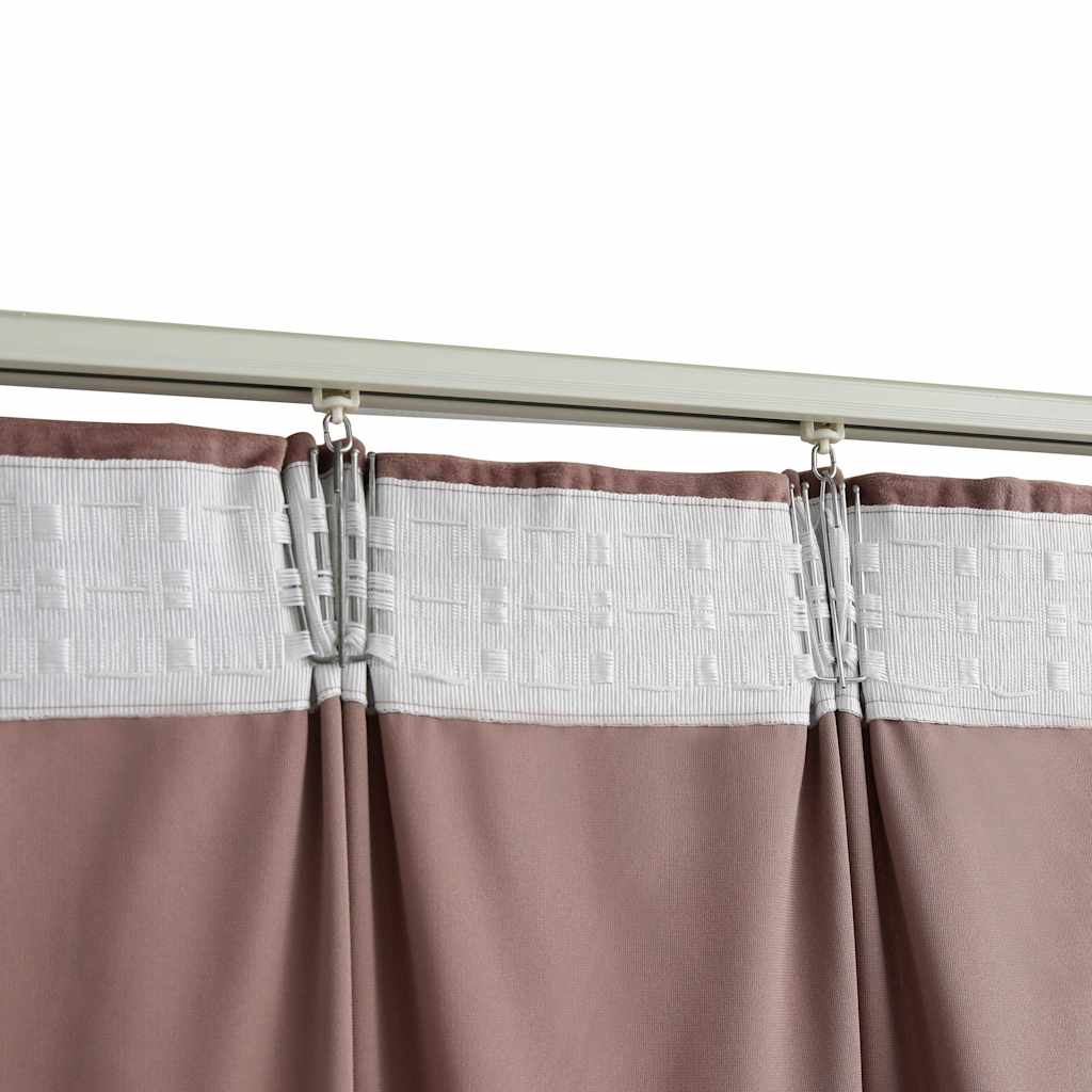 134525 vidaXL Blackout Curtains 2 pcs with Hooks Velvet Antique Pink 140x225cm