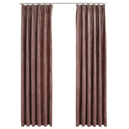vidaXL Blackout Curtains 2pcs with Hooks Velvet Antique Pink 140x245cm