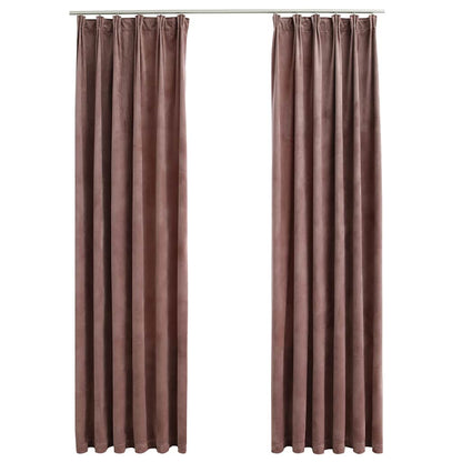 134526 vidaXL Blackout Curtains 2 pcs with Hooks Velvet Antique Pink 140x245cm