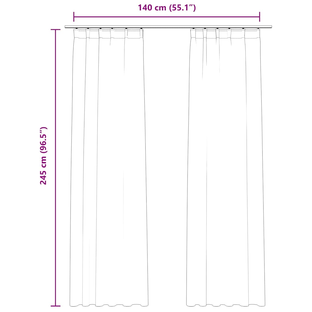 134526 vidaXL Blackout Curtains 2 pcs with Hooks Velvet Antique Pink 140x245cm