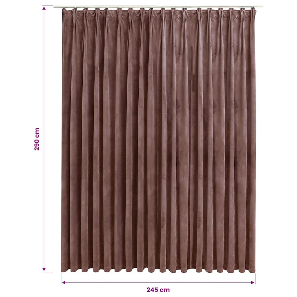 134527 vidaXL Blackout Curtain with Hooks Velvet Antique Pink 290x245 cm