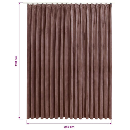 134527 vidaXL Blackout Curtain with Hooks Velvet Antique Pink 290x245 cm