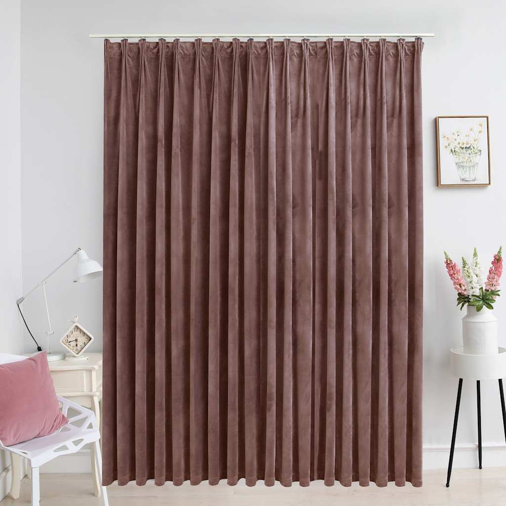 134527 vidaXL Blackout Curtain with Hooks Velvet Antique Pink 290x245 cm