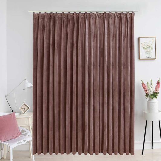 134527 vidaXL Blackout Curtain with Hooks Velvet Antique Pink 290x245 cm