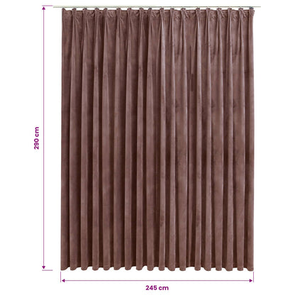 134527 vidaXL Blackout Curtain with Hooks Velvet Antique Pink 290x245 cm