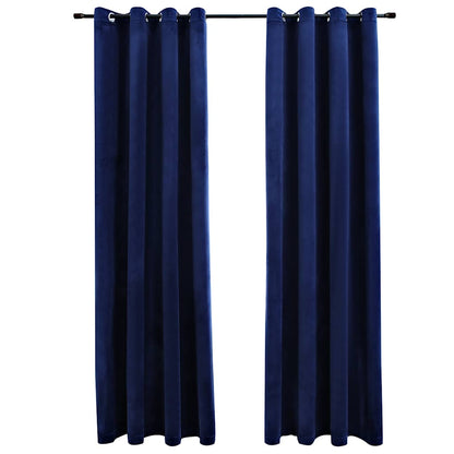 vidaXL Blackout Curtains with Rings 2 pcs Velvet Dark Blue 140x245 cm