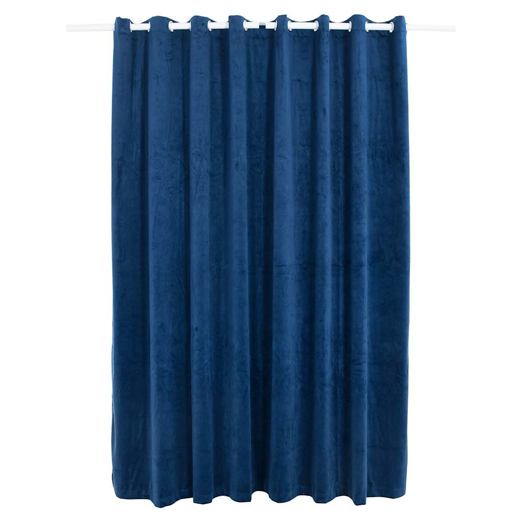 134531 vidaXL Blackout Curtain with Metal Rings Velvet Dark Blue 290x245 cm