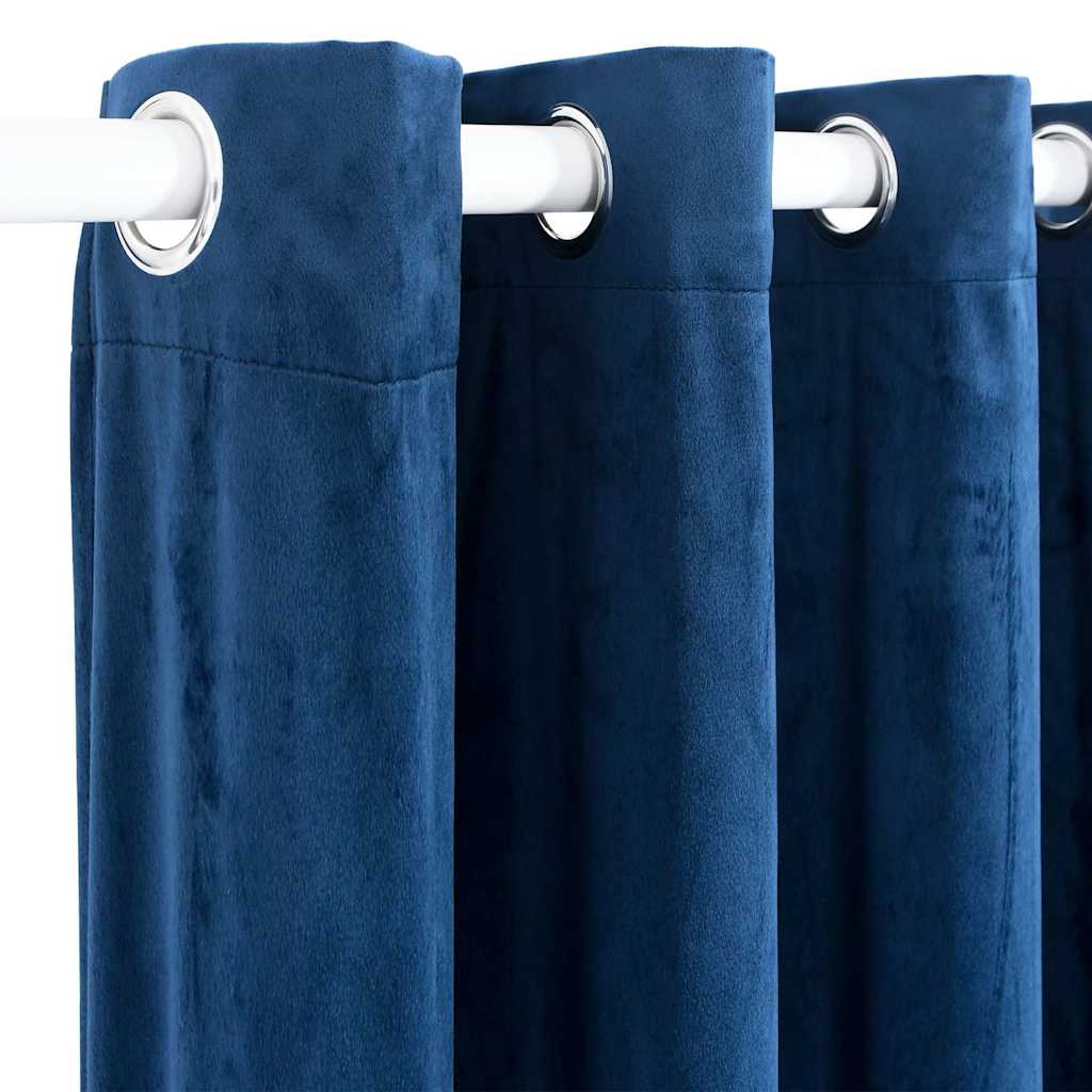 134531 vidaXL Blackout Curtain with Metal Rings Velvet Dark Blue 290x245 cm