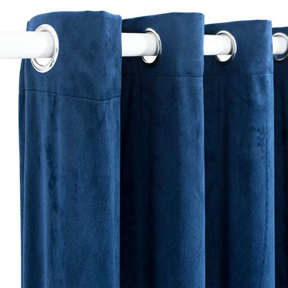 134531 vidaXL Blackout Curtain with Metal Rings Velvet Dark Blue 290x245 cm