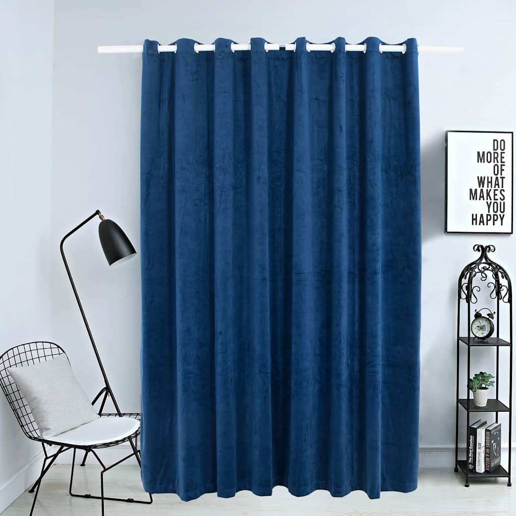 134531 vidaXL Blackout Curtain with Metal Rings Velvet Dark Blue 290x245 cm