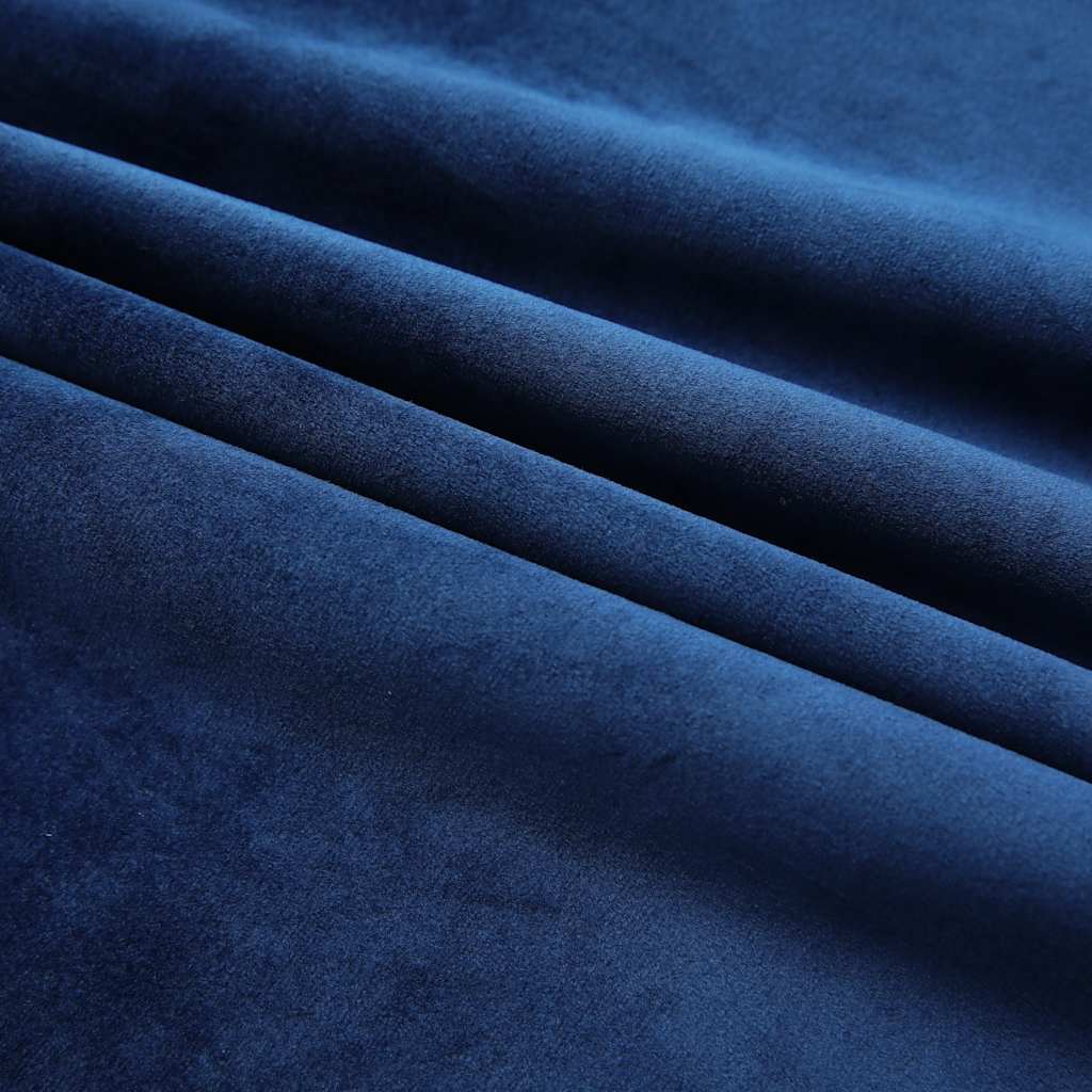 vidaXL Blackout Curtains 2 pcs with Hooks Velvet Dark Blue 140x175 cm