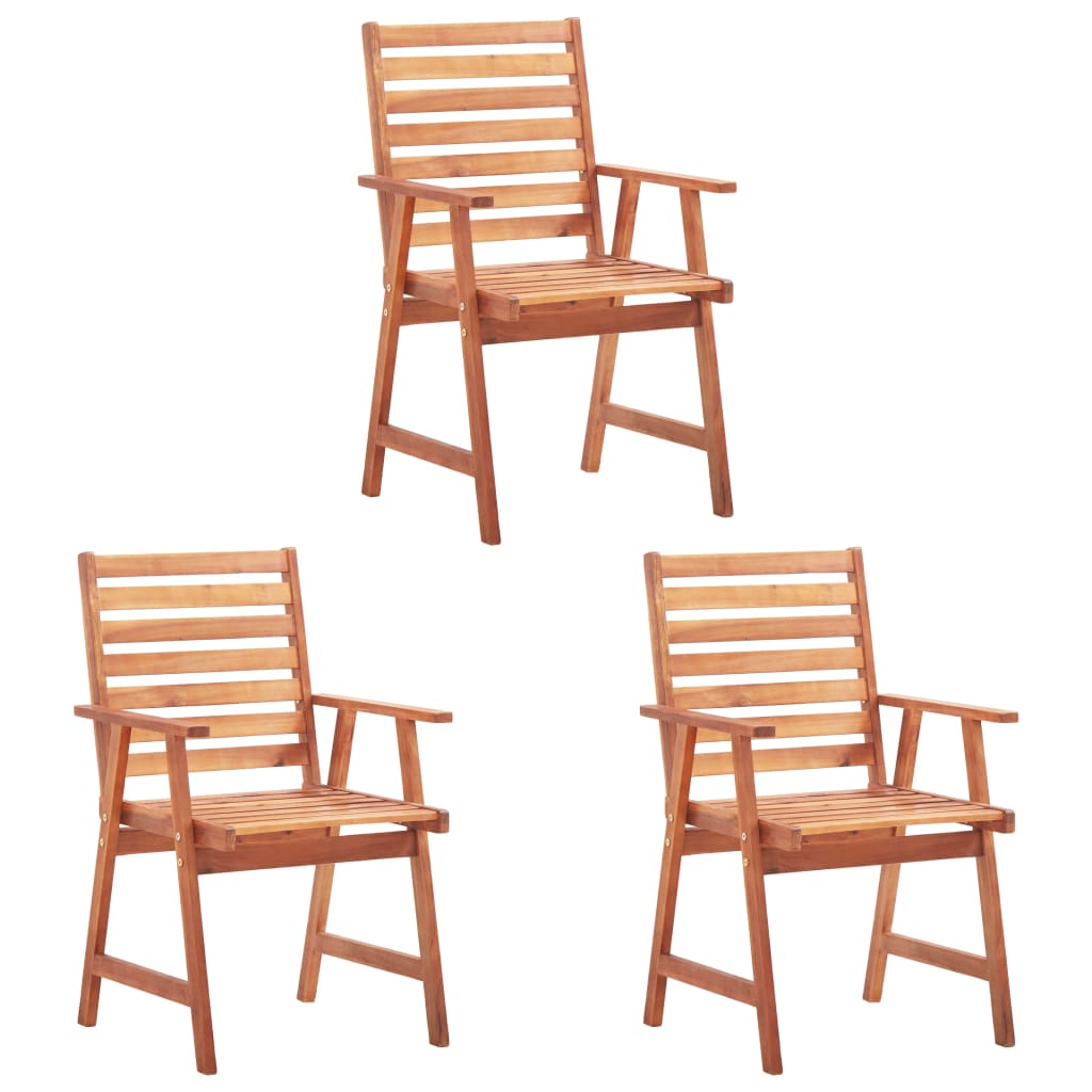 vidaXL Outdoor Chair | Set of 3 | Natural wood | Solid acacia wood | One Size