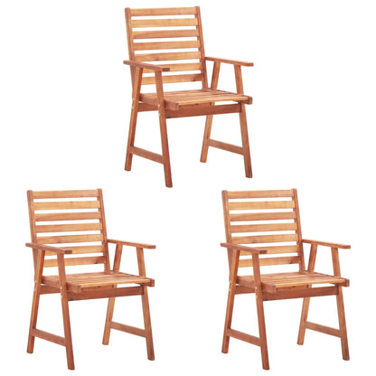 vidaXL Outdoor Chair | Set of 3 | Natural wood | Solid acacia wood | One Size