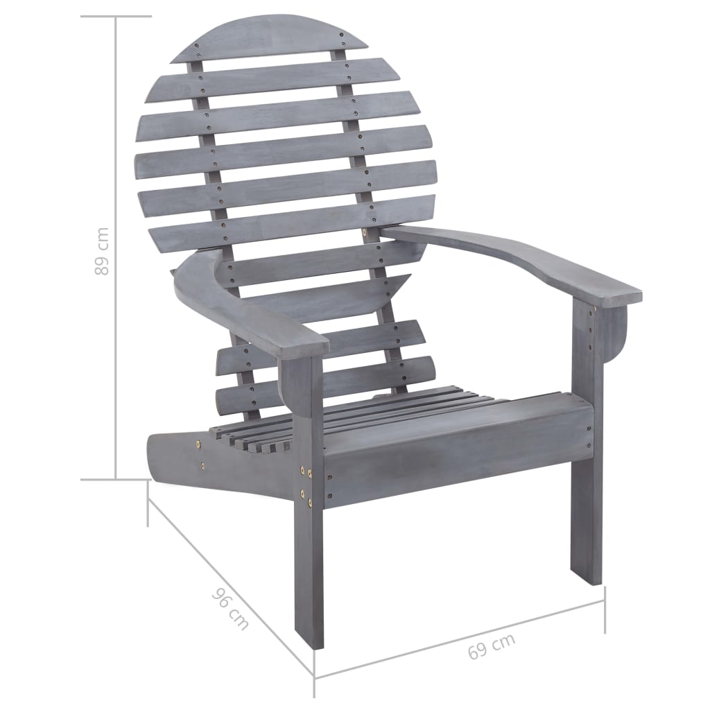 vidaXL Garden Chair | Grey | Solid acacia wood | Light, easy to move