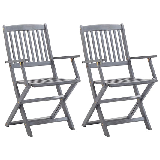vidaXL Folding Chairs 2 pcs Solid Acacia Wood