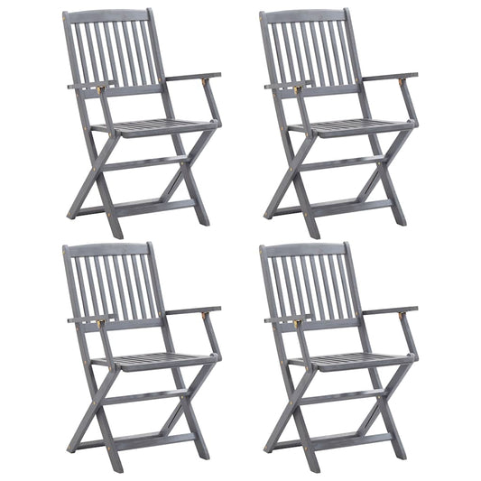 vidaXL Folding Chairs 4 pcs Solid Acacia Wood