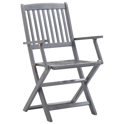 vidaXL Outdoor Chair | Set of 4 | Grey | Solid Acacia wood | Standard | Foldable