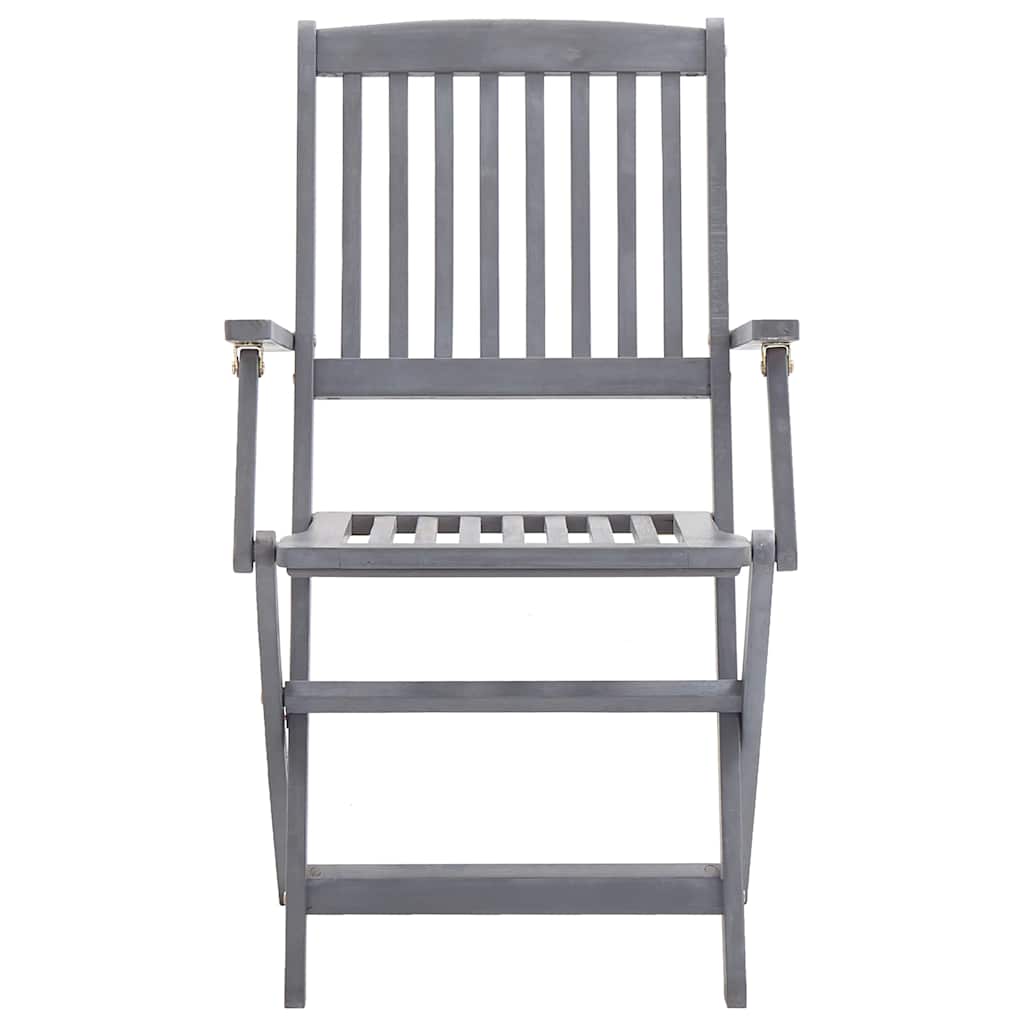 vidaXL Outdoor Chair | Set of 4 | Grey | Solid Acacia wood | Standard | Foldable