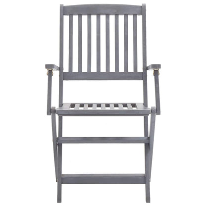 vidaXL Outdoor Chair | Set of 4 | Grey | Solid Acacia wood | Standard | Foldable