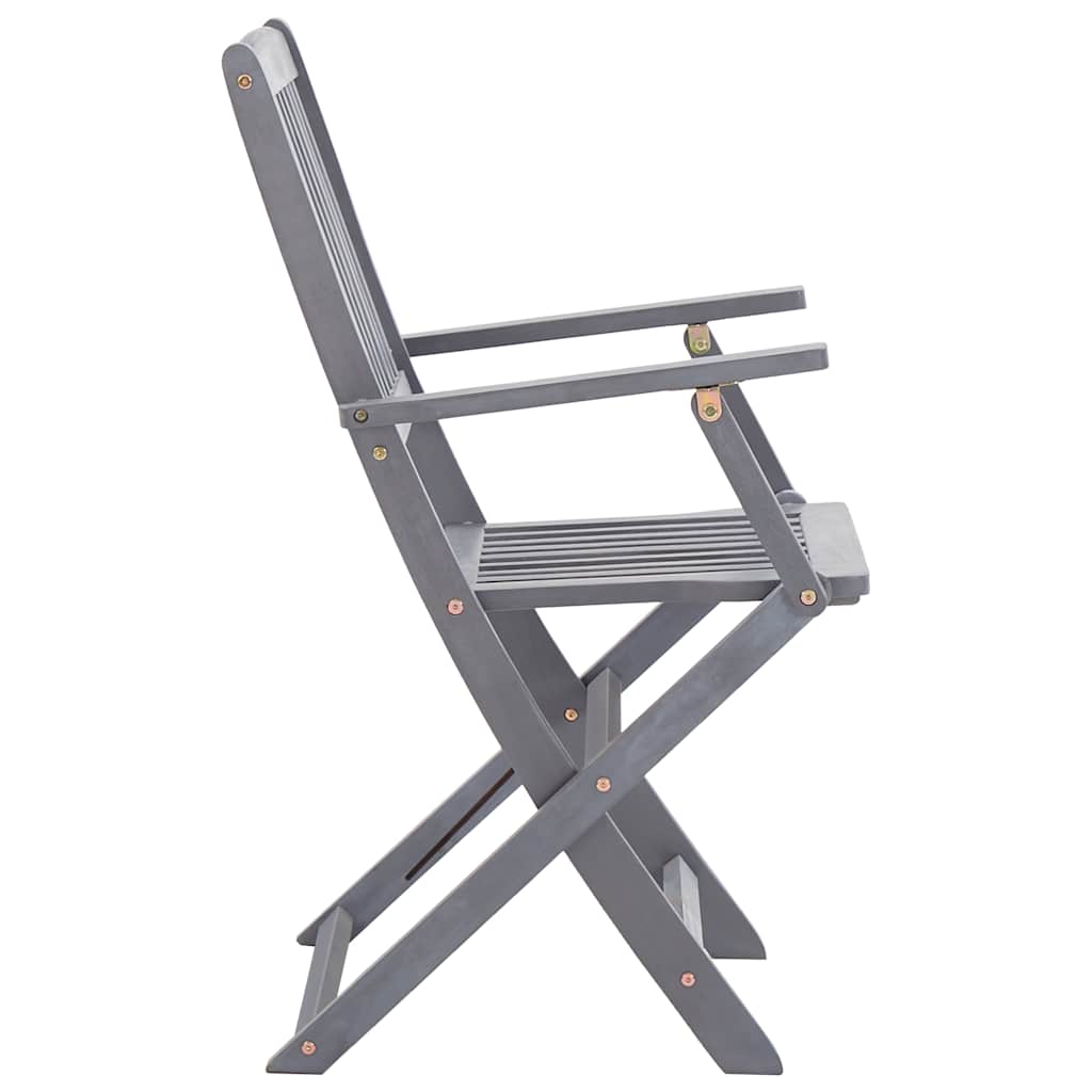 vidaXL Outdoor Chair | Set of 4 | Grey | Solid Acacia wood | Standard | Foldable