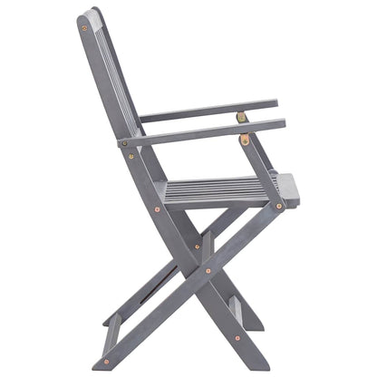vidaXL Outdoor Chair | Set of 4 | Grey | Solid Acacia wood | Standard | Foldable