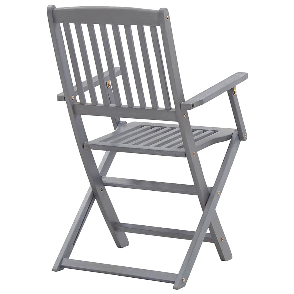 vidaXL Outdoor Chair | Set of 4 | Grey | Solid Acacia wood | Standard | Foldable