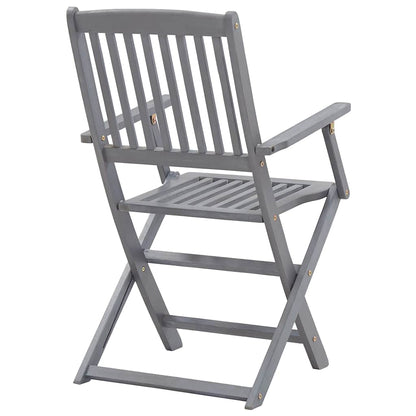 vidaXL Outdoor Chair | Set of 4 | Grey | Solid Acacia wood | Standard | Foldable