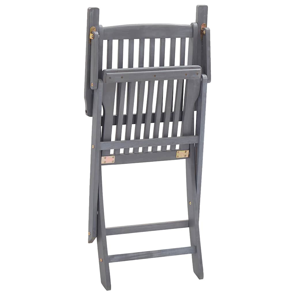 vidaXL Outdoor Chair | Set of 4 | Grey | Solid Acacia wood | Standard | Foldable