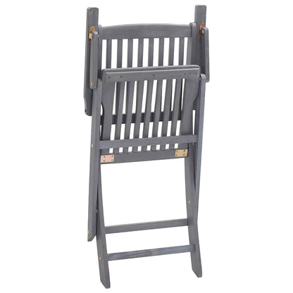 vidaXL Outdoor Chair | Set of 4 | Grey | Solid Acacia wood | Standard | Foldable