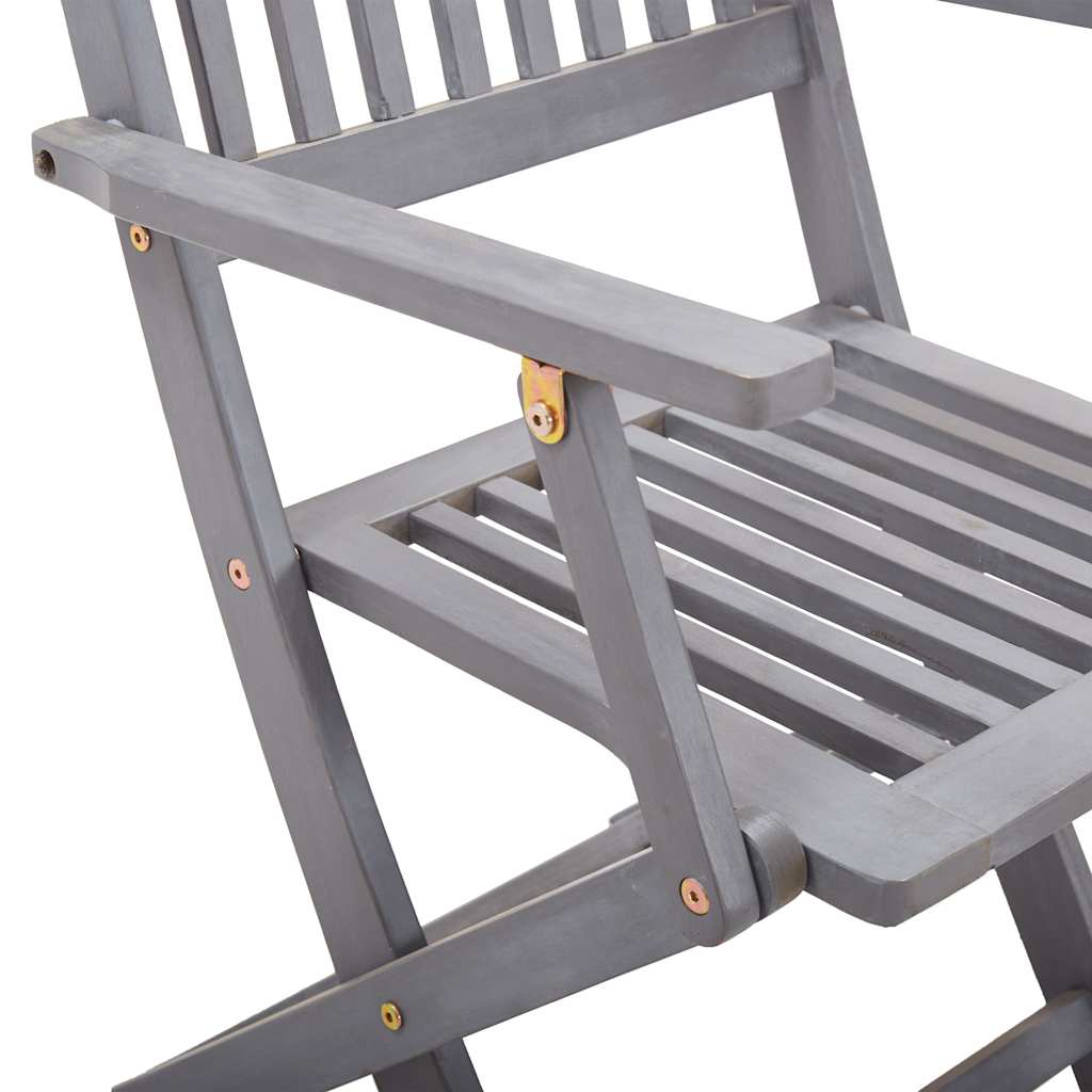 vidaXL Outdoor Chair | Set of 4 | Grey | Solid Acacia wood | Standard | Foldable
