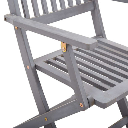 vidaXL Outdoor Chair | Set of 4 | Grey | Solid Acacia wood | Standard | Foldable