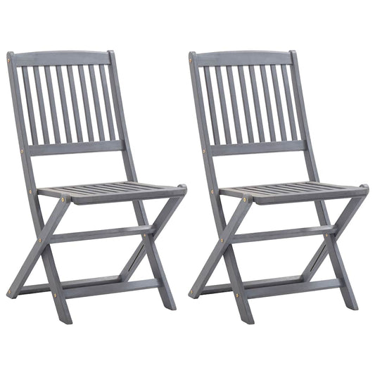 vidaXL Folding Chairs 2 pcs Solid Acacia Wood