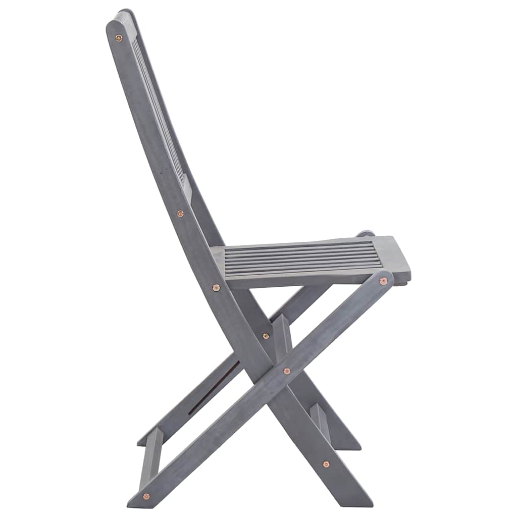 vidaXL Outdoor Chair | Set of 2 | Grey | Solid Acacia wood | Medium | Foldable