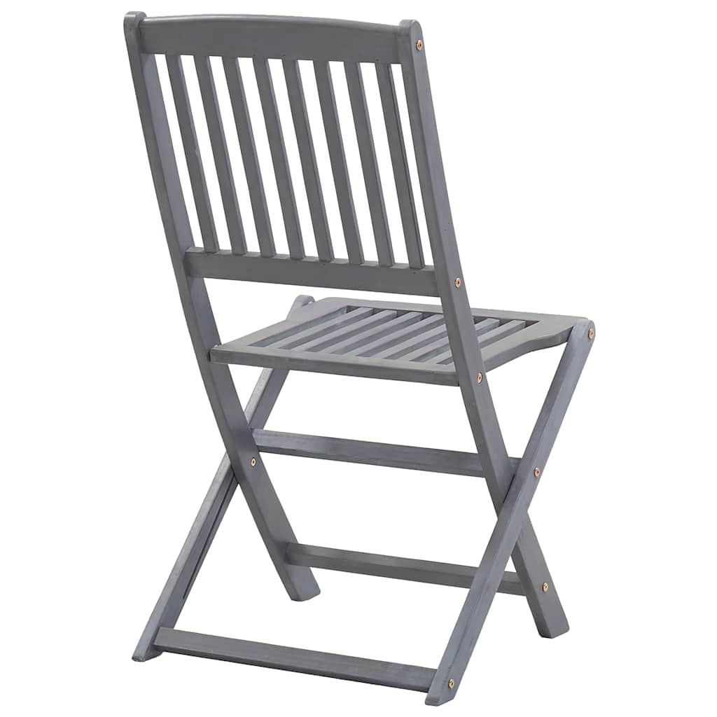 vidaXL Outdoor Chair | Set of 2 | Grey | Solid Acacia wood | Medium | Foldable