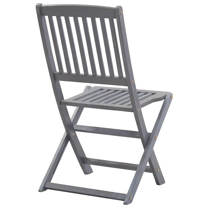 vidaXL Outdoor Chair | Set of 2 | Grey | Solid Acacia wood | Medium | Foldable