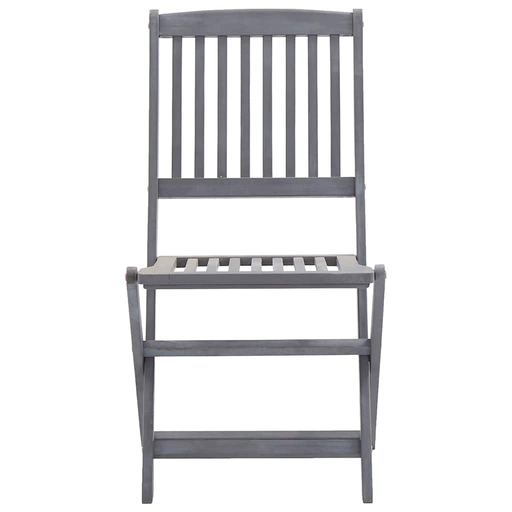 vidaXL Outdoor Chair | Set of 2 | Grey | Solid Acacia wood | Medium | Foldable