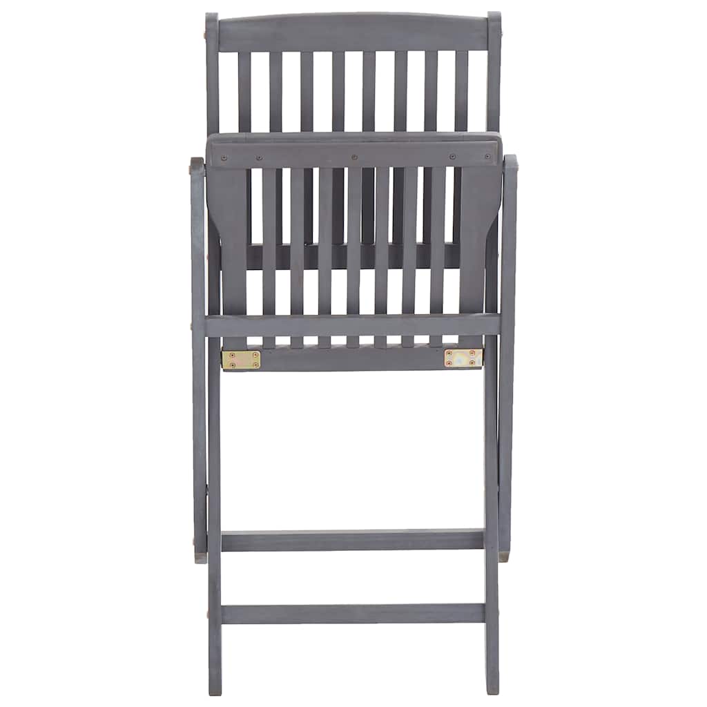 vidaXL Outdoor Chair | Set of 2 | Grey | Solid Acacia wood | Medium | Foldable