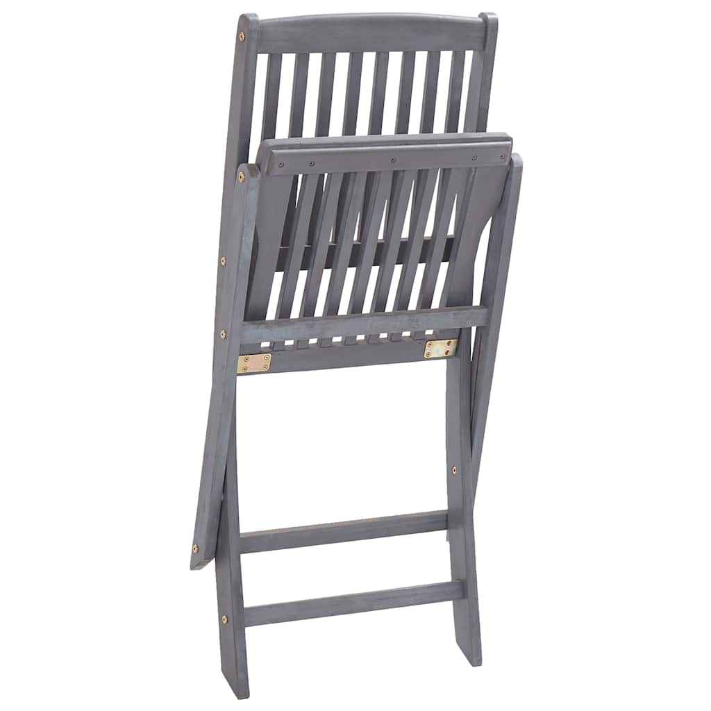 vidaXL Outdoor Chair | Set of 2 | Grey | Solid Acacia wood | Medium | Foldable