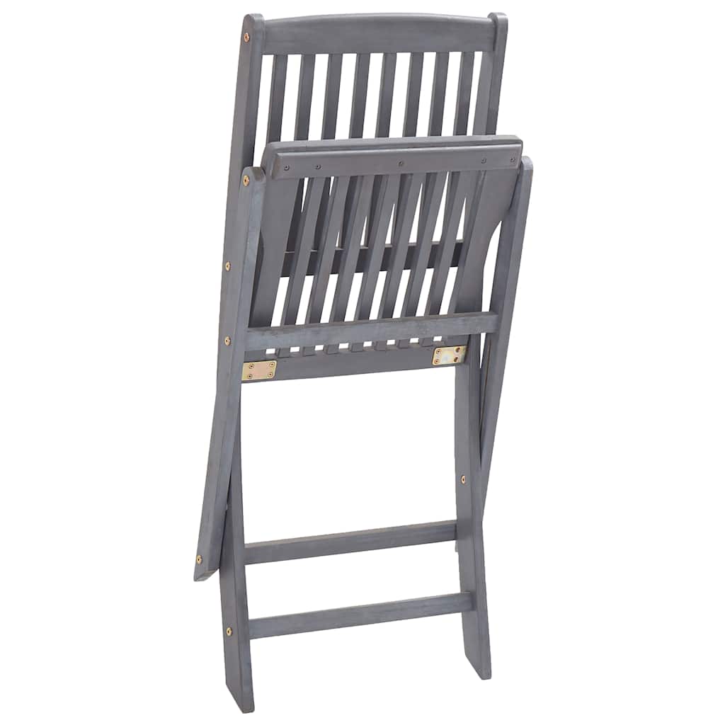 vidaXL Outdoor Chair | Set of 2 | Grey | Solid Acacia wood | Medium | Foldable