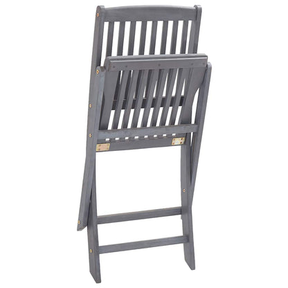 vidaXL Outdoor Chair | Set of 2 | Grey | Solid Acacia wood | Medium | Foldable