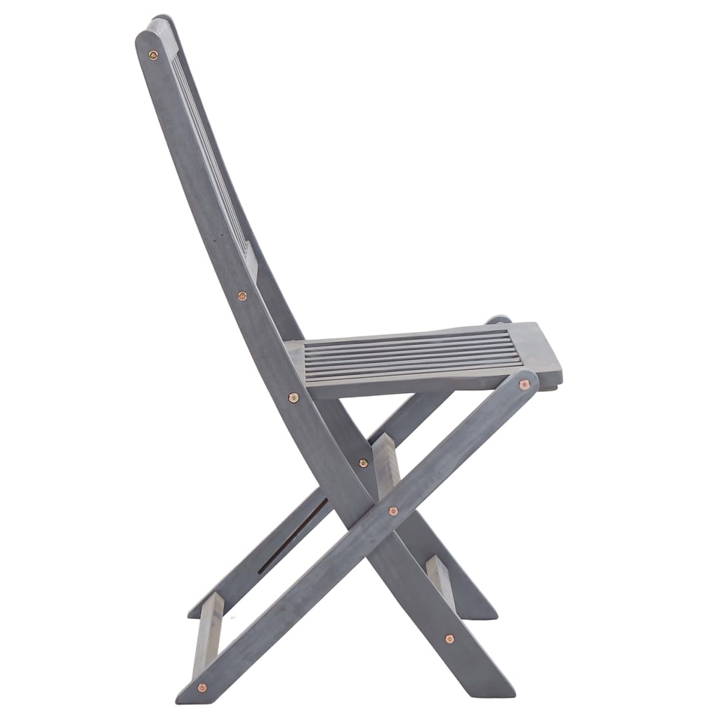 vidaXL Outdoor Chair | Set of 4 | Grey | Solid Acacia wood | Medium | Foldable