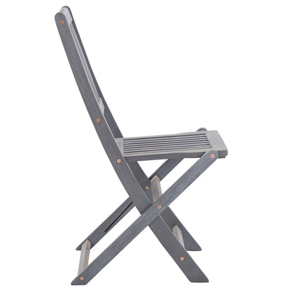 vidaXL Outdoor Chair | Set of 4 | Grey | Solid Acacia wood | Medium | Foldable