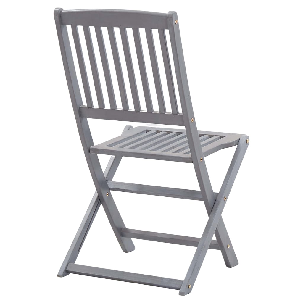 vidaXL Outdoor Chair | Set of 4 | Grey | Solid Acacia wood | Medium | Foldable