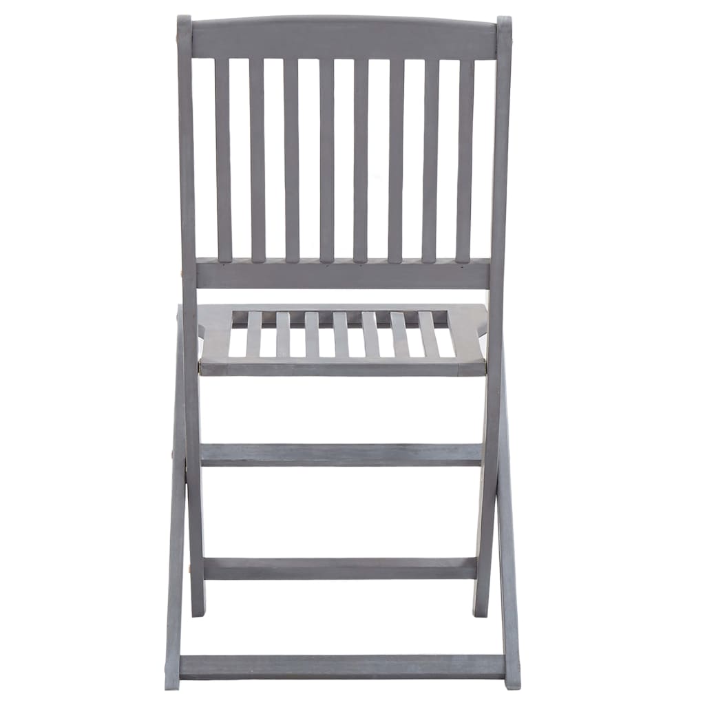 vidaXL Outdoor Chair | Set of 4 | Grey | Solid Acacia wood | Medium | Foldable
