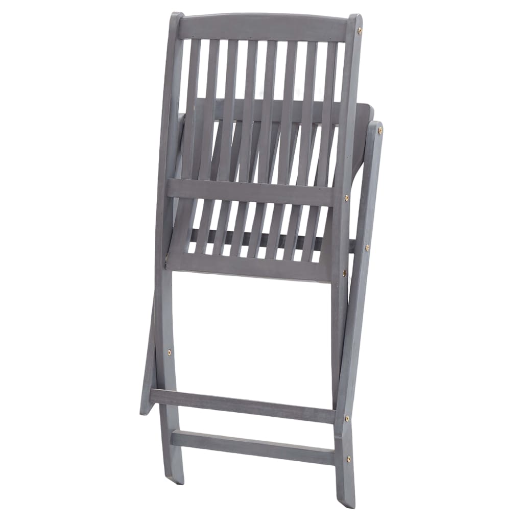 vidaXL Outdoor Chair | Set of 4 | Grey | Solid Acacia wood | Medium | Foldable
