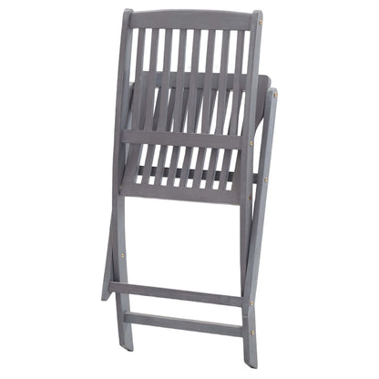 vidaXL Outdoor Chair | Set of 4 | Grey | Solid Acacia wood | Medium | Foldable