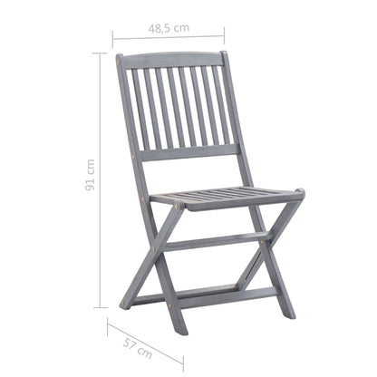 vidaXL Outdoor Chair | Set of 4 | Grey | Solid Acacia wood | Medium | Foldable
