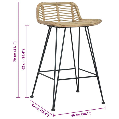 vidaXL Bar Chairs 2 pcs Natural Rattan