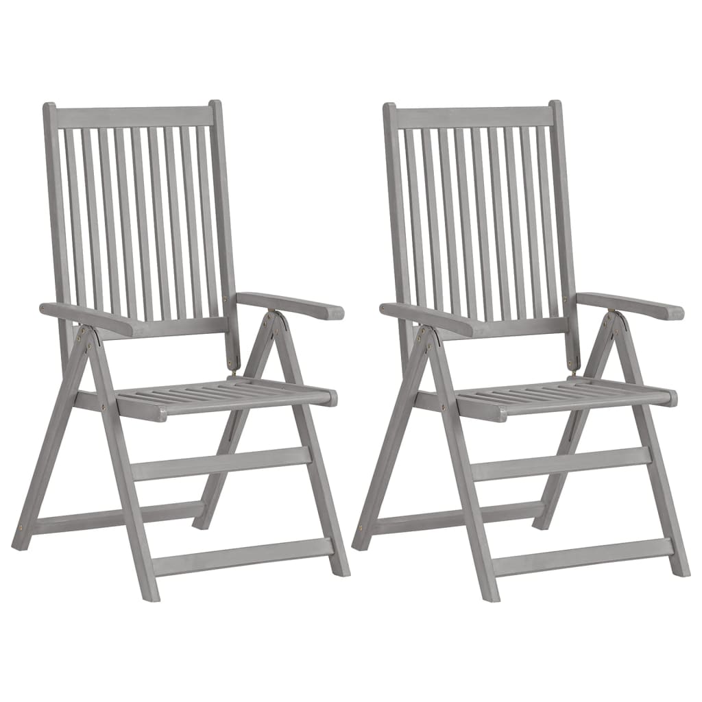 vidaXL Garden Reclining Chairs 2 pcs Grey Solid Acacia Wood