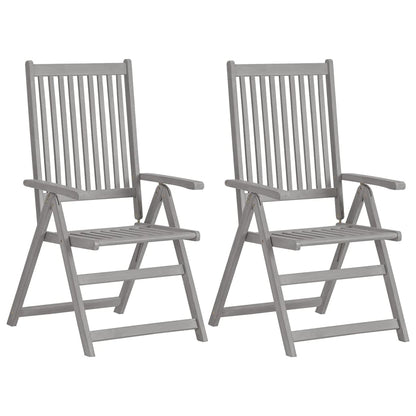 vidaXL Garden Reclining Chairs 2 pcs Grey Solid Acacia Wood